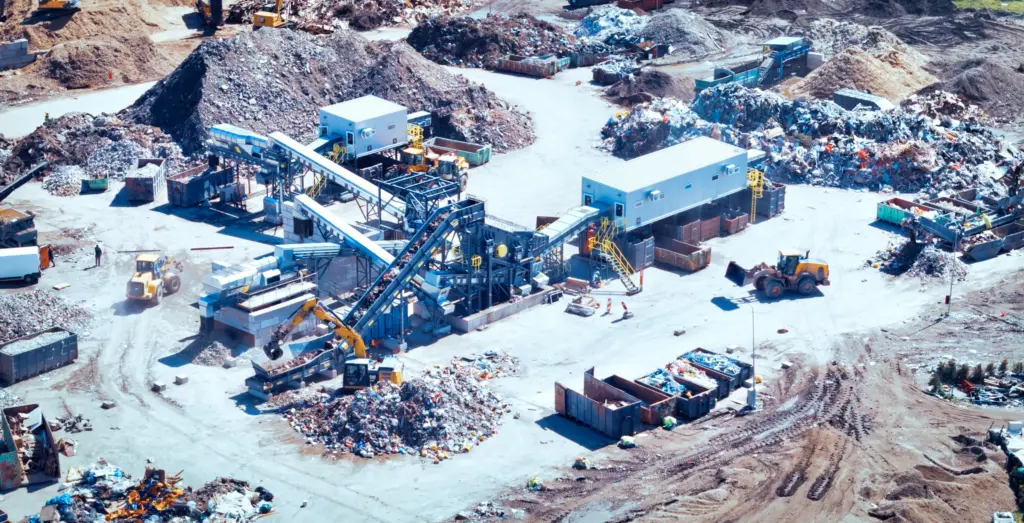 Recyclinganlage für Bauschutt mit SPALECK 3D COMBI Siebmaschine, Luftbild