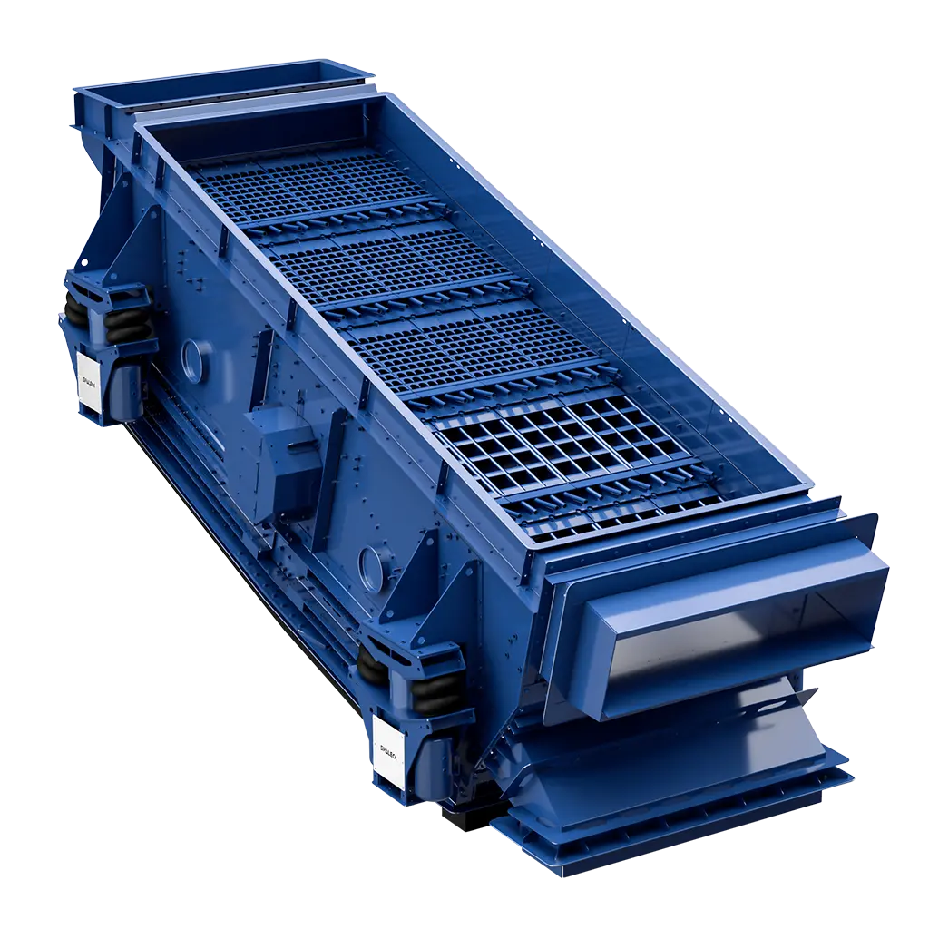 SPALECK 3D COMBI Siebmaschine als Rendering. Im Oberdeck ist sie ein Wertstoffsieb und im Unterdeck als Spannwellensieb ausgestattet.