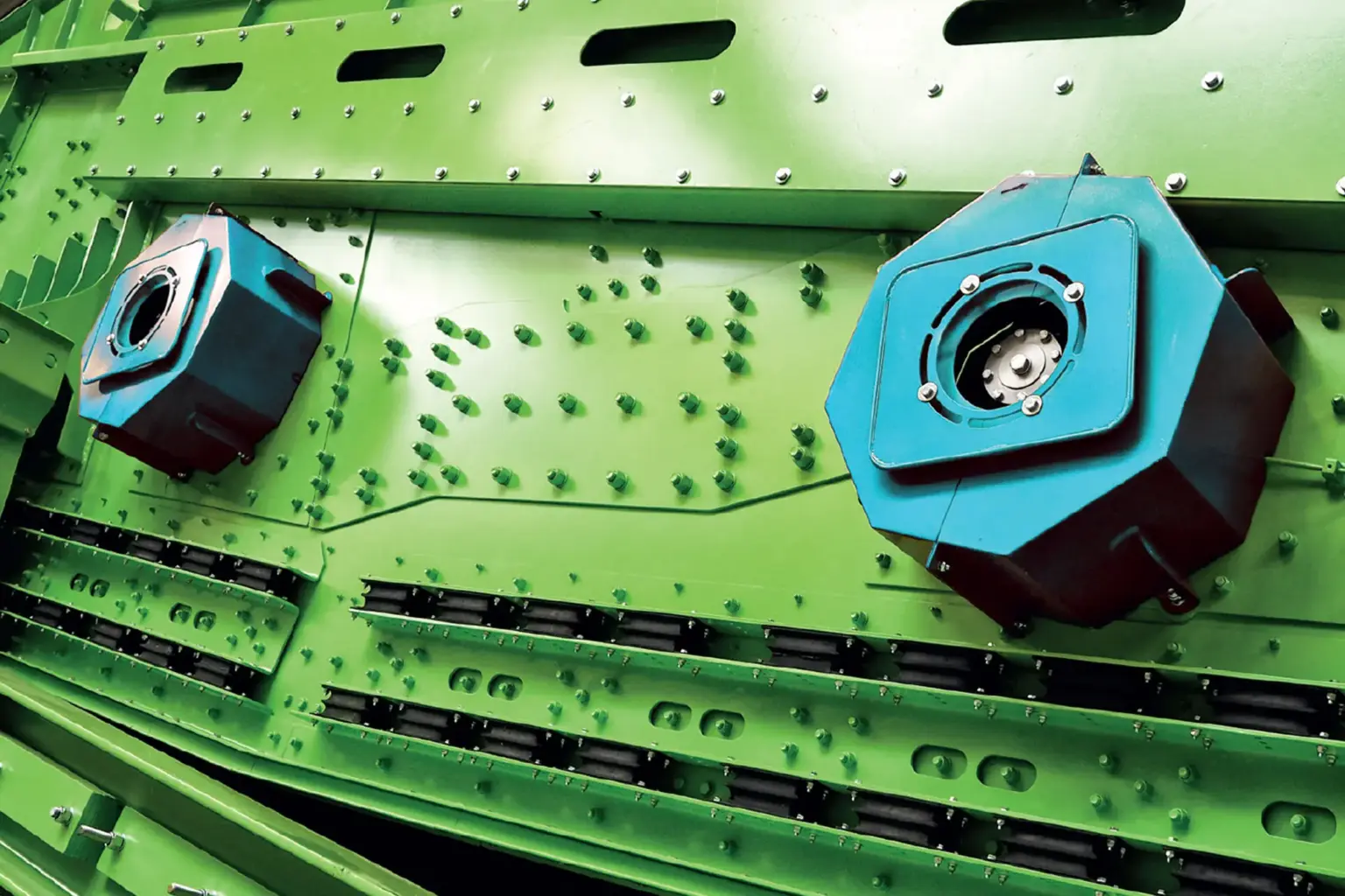 Detailfoto eines Doppelwellenantriebes an einer SPALECK Siebmaschine